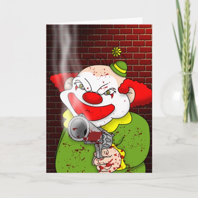 Tarjeta de felicitación del payaso del asesino (Anverso)