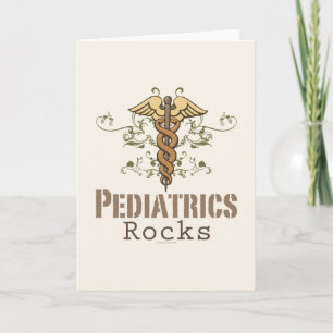 Tarjeta de felicitación del pediatra de la roca de