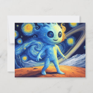 Tarjeta de felicitación del pequeño alienígena esp