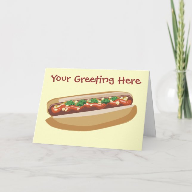 Tarjeta de felicitación del perrito caliente (Anverso)