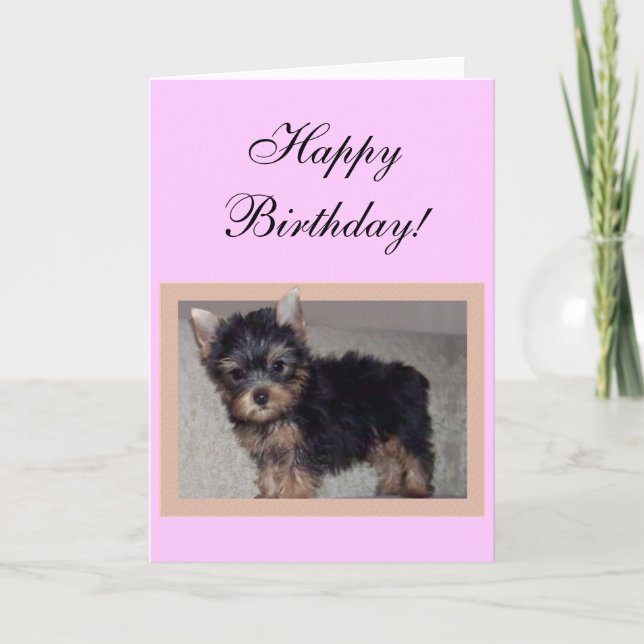 Tarjeta de felicitación del perrito de Yorkie del (Anverso)