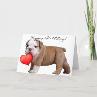 Tarjeta de felicitación del perrito del bulldog