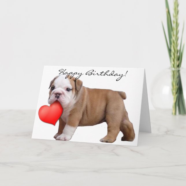 Tarjeta de felicitación del perrito del bulldog (Anverso)