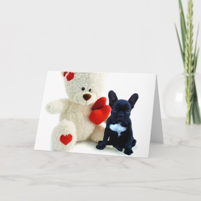 Tarjeta de felicitación del perrito del bulldog (Anverso)