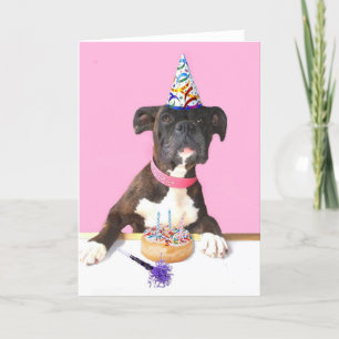 Tarjeta de felicitación del perro Boxer de cumplea