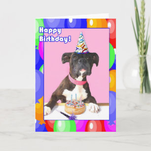 Tarjeta de felicitación del perro Boxer de cumplea