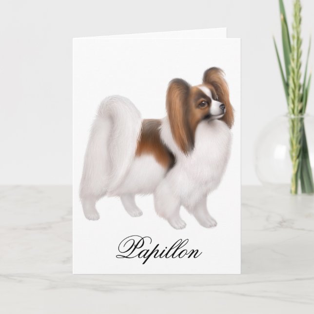 Tarjeta de felicitación del perro de Papillon (Anverso)