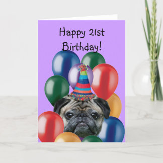 Tarjeta de felicitación del perro de pug de cumple