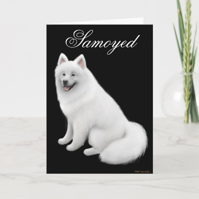 Tarjeta de felicitación del perro del samoyedo (Anverso)