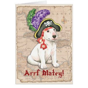 Tarjeta de felicitación del pirata de bull terrier