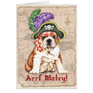 Tarjeta de felicitación del pirata del bulldog