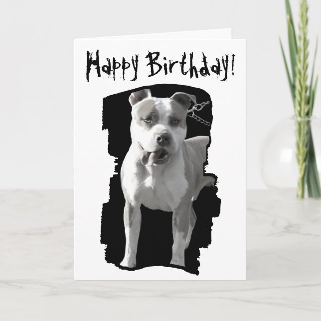 Tarjeta de felicitación del pitbull del feliz (Anverso)