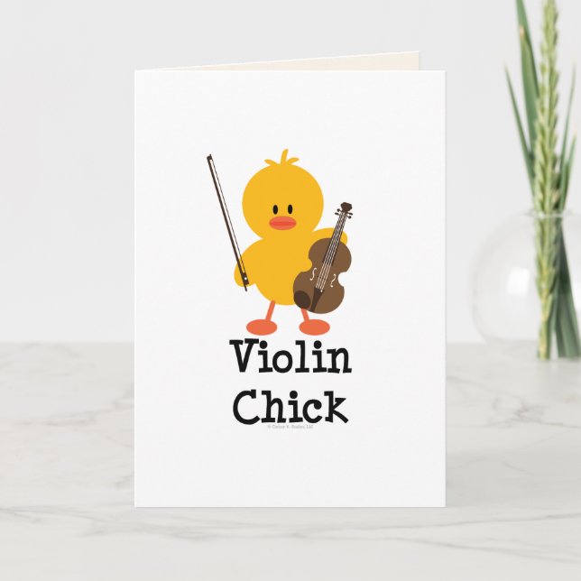 Tarjeta de felicitación del polluelo del violín (Anverso)