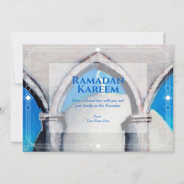 Tarjeta de felicitación del Ramadán con dibujo aut (Anverso)