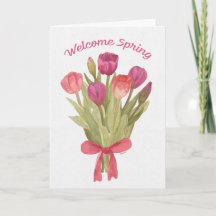 Tarjeta de felicitación del ramo de tulipanes feli