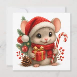 Tarjeta de Felicitación del Ratón de Navidad
