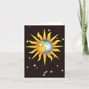 Tarjeta de felicitación del sol y la luna celestia
