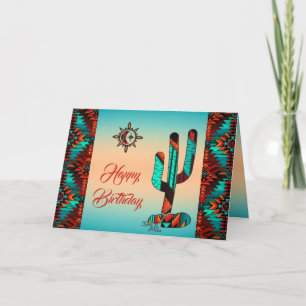 Tarjeta de felicitación del suroeste Cactus y Sol