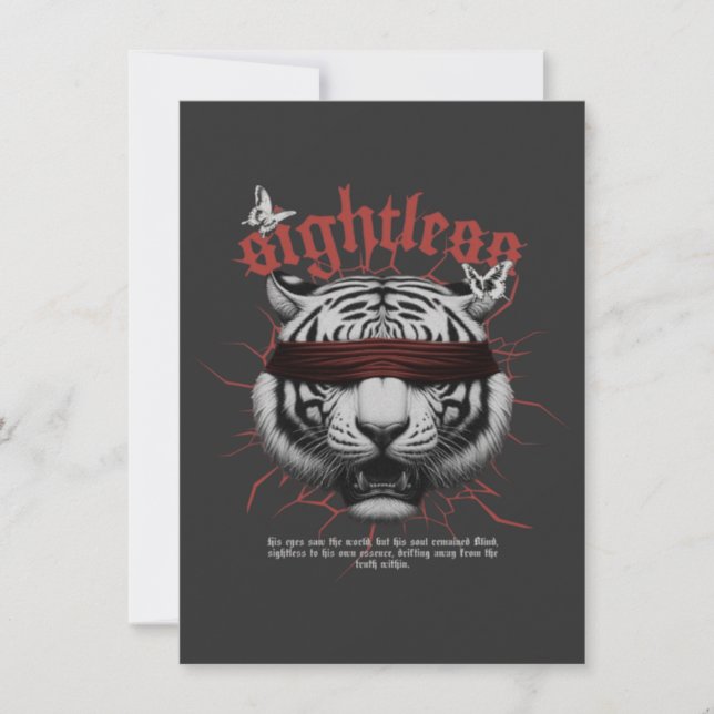Tarjeta de Felicitación del Tigre Blanco Edgy: Est (Anverso)