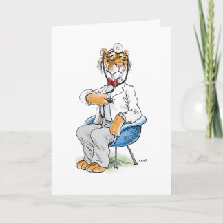 Tarjeta de felicitación del tigre del médico
