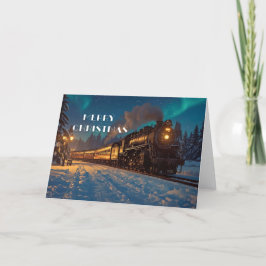 Tarjeta de felicitación del tren de Navidad vintag