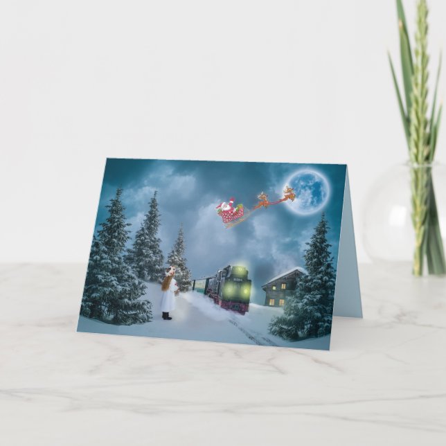 tarjeta de felicitación del tren de navidades (Anverso)