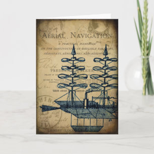 Tarjeta de felicitación del Vintage Flying Airship