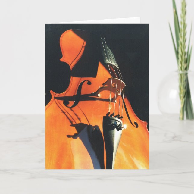 Tarjeta de felicitación del violoncelo que asoma (Anverso)