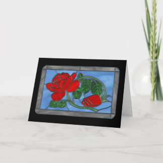 Tarjeta de felicitación del vitral de los rosas