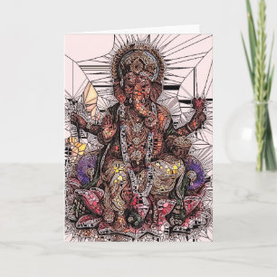 Tarjeta de felicitación del vitral de Sri Ganesha