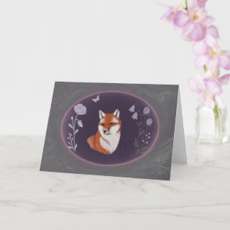 Tarjeta de felicitación del zorro del bosque ilumi