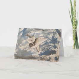 Tarjeta de felicitación Denim Dolphins Blank