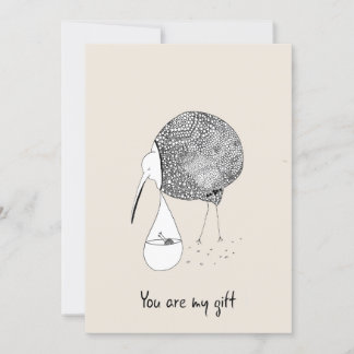 Tarjeta de felicitación dibujada a mano Kiwi Bird 