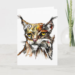 Tarjeta de felicitación: Dibujo salvaje del gato