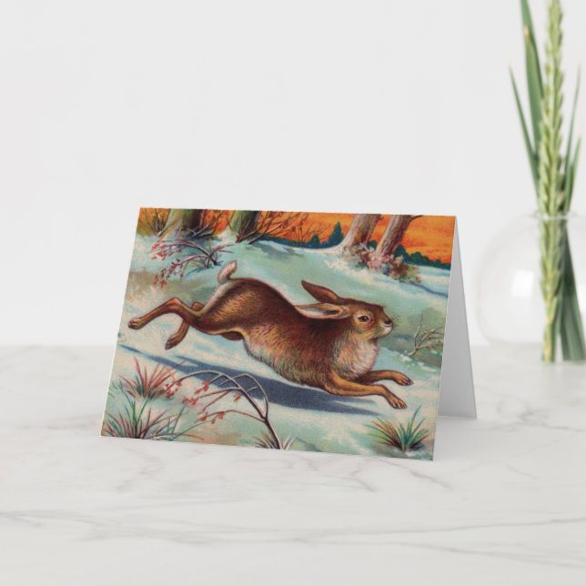 Tarjeta de felicitación Diciembre Rabbit (Anverso)