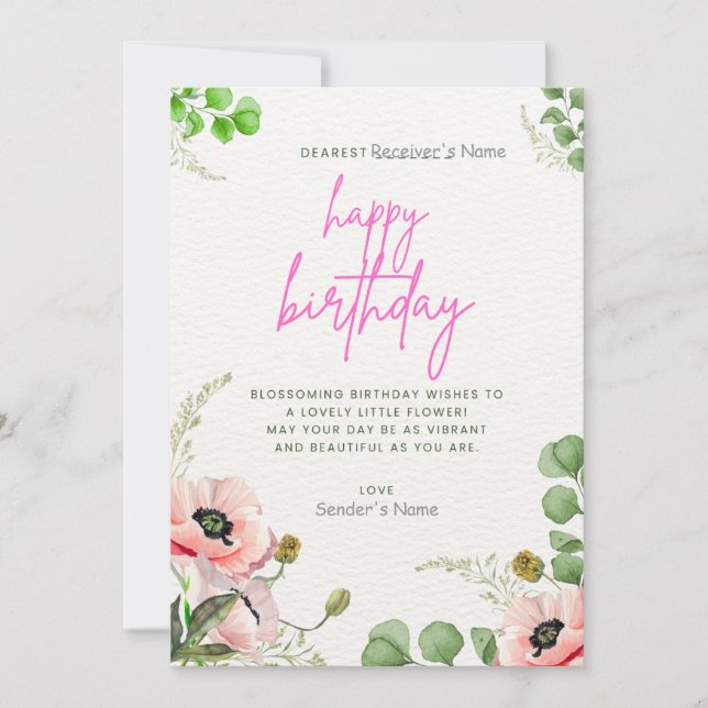 Tarjeta de felicitación digital de Personalizable  (Anverso)