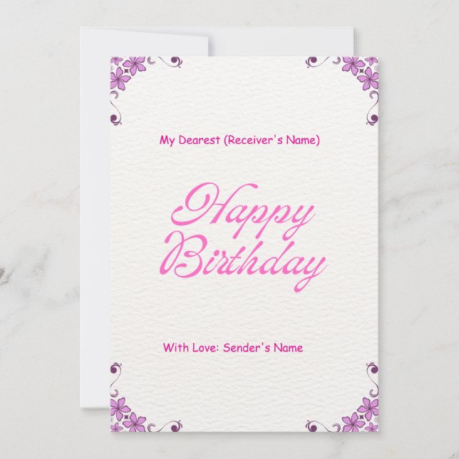 Tarjeta de felicitación digital de Personalizable  (Anverso)