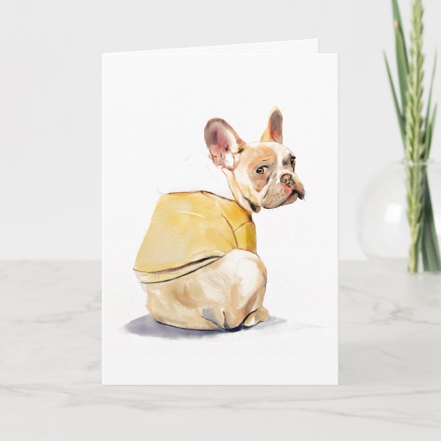 Tarjeta de Felicitación Divertida de Bulldog Franc (Anverso)