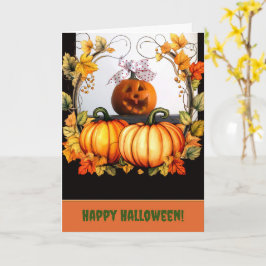 Tarjeta de felicitación divertida de calabaza pleg