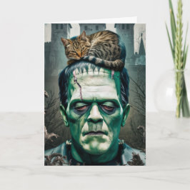Tarjeta de felicitación divertida de gato durmiend