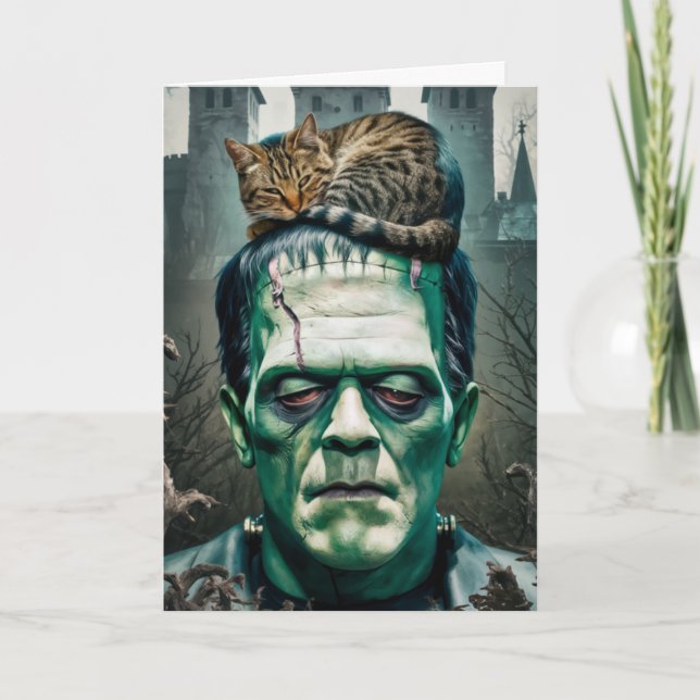 Tarjeta de felicitación divertida de gato durmiend (Anverso)