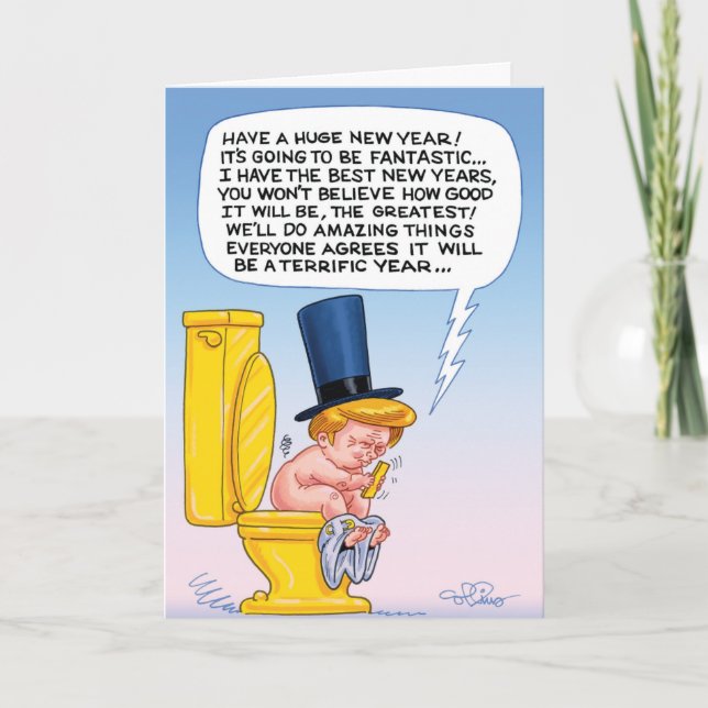 Tarjeta de felicitación divertida del Año Nuevo (Anverso)