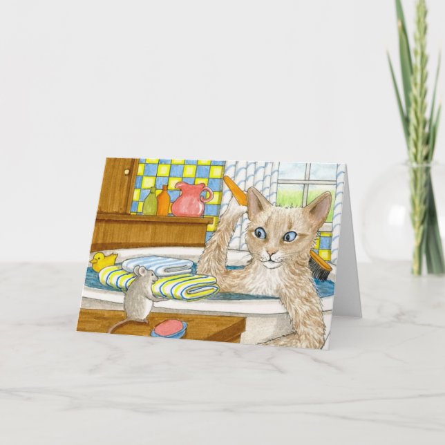 Tarjeta de felicitación divertida del gato 345 (Anverso)