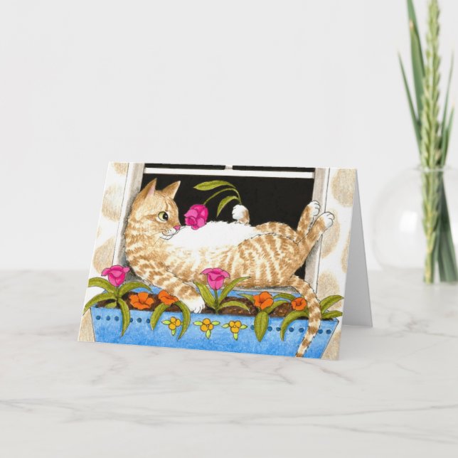 Tarjeta de felicitación divertida del gato 451 (Anverso)