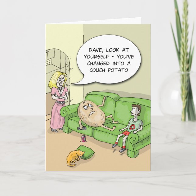 Tarjeta de felicitación divertida del teleadicto (Anverso)