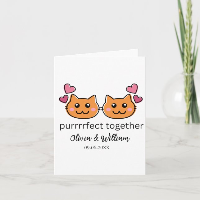 Tarjeta de Felicitación Divertida Tema Gatos Amor  (Anverso)