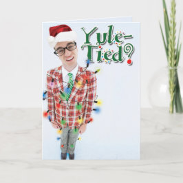 Tarjeta de felicitación divertida Yule-Atada del