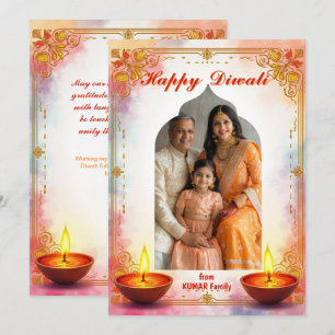 Tarjeta de felicitación Diwali de brillo dorado ac