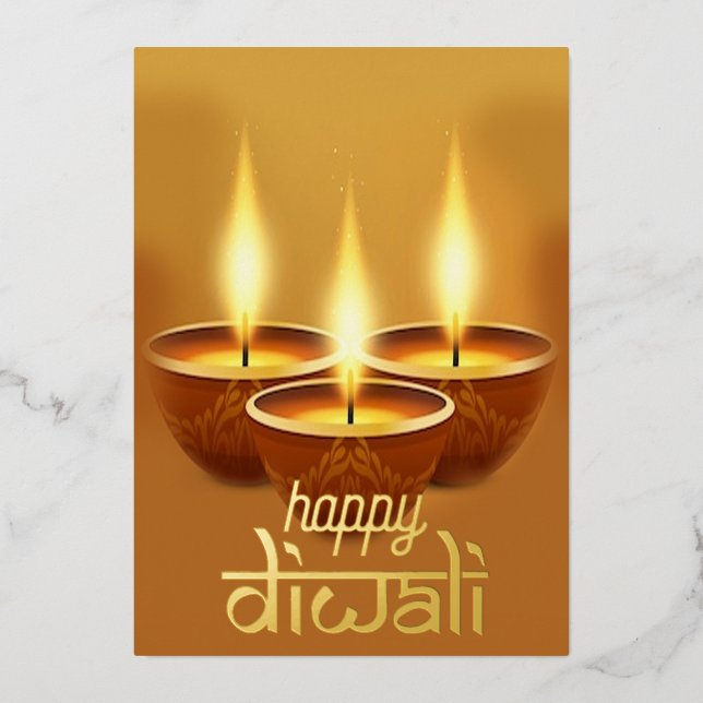 Tarjeta de felicitación Diwali de Relieve metaliza (Anverso)
