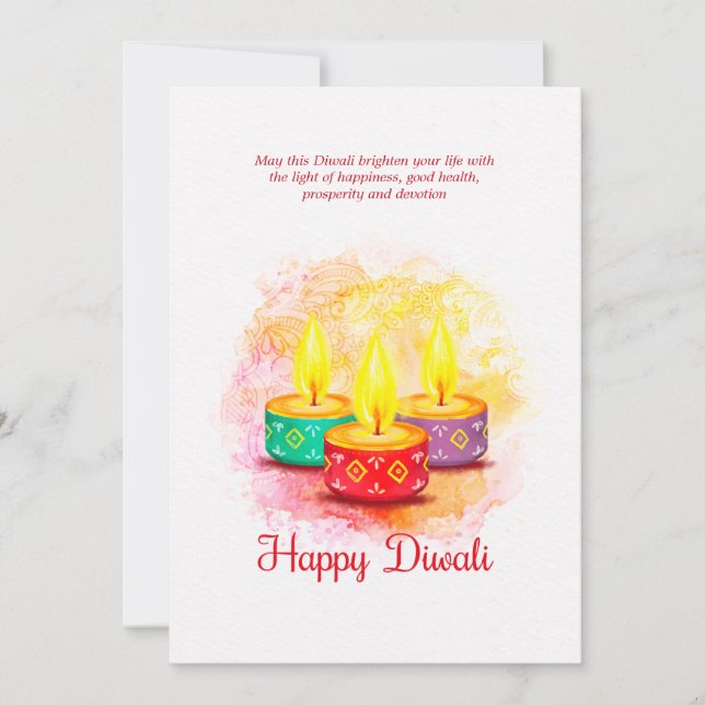 Tarjeta de felicitación Diwali Watercolor (Anverso)